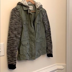 Mudd canvas knit sleeved hooded jacket